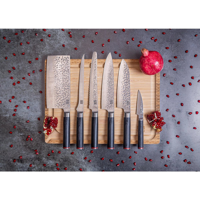 KOTAI kitchen - Das Komplettset: 6 Messer (Schälmesser + Santoku + Gyuto + Filetiermesser + Brotmesser + Hackbeil)