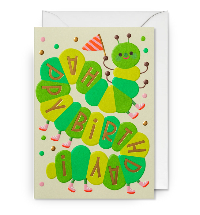 Grußkarte Geburtstag - "Happy Birthday! Cheerful Caterpillar" by Mei Støyva