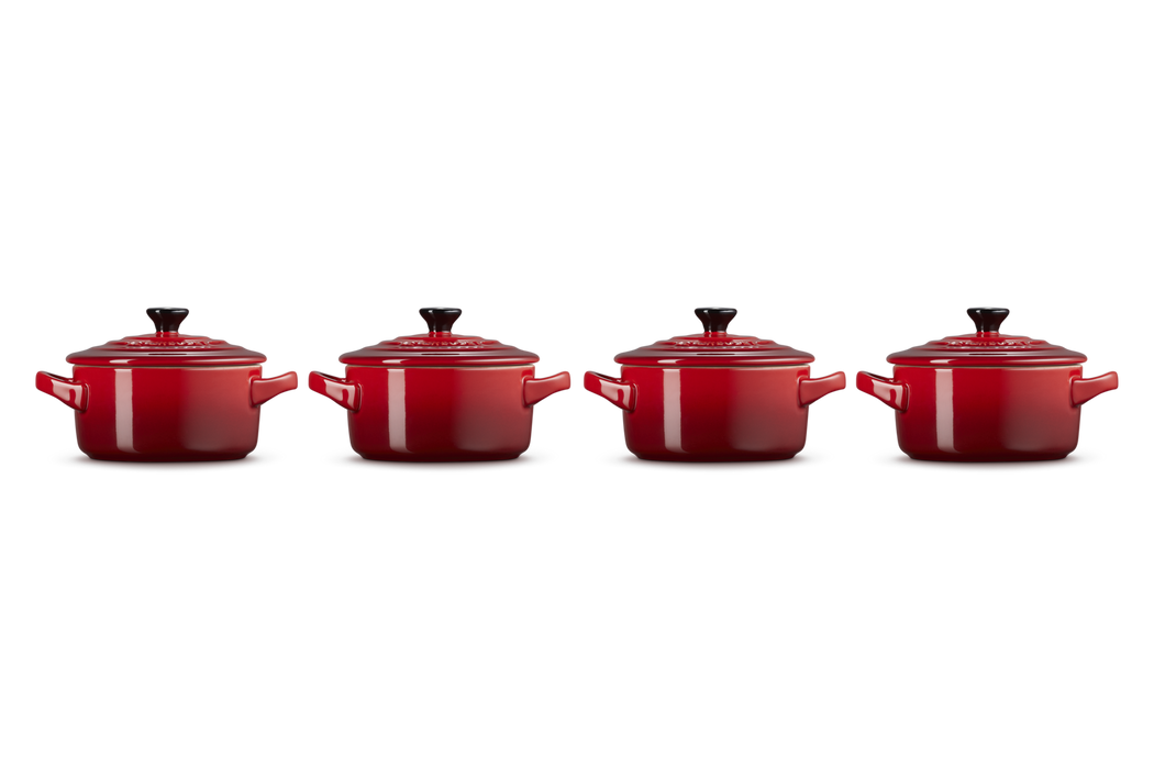 Le Creuset Mini Cocottes aus Steinzeug - 4er-Set - Kirschrot