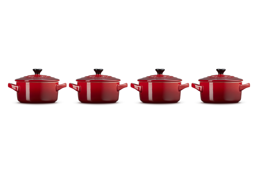 Le Creuset Mini Cocottes aus Steinzeug - 4er-Set - Kirschrot