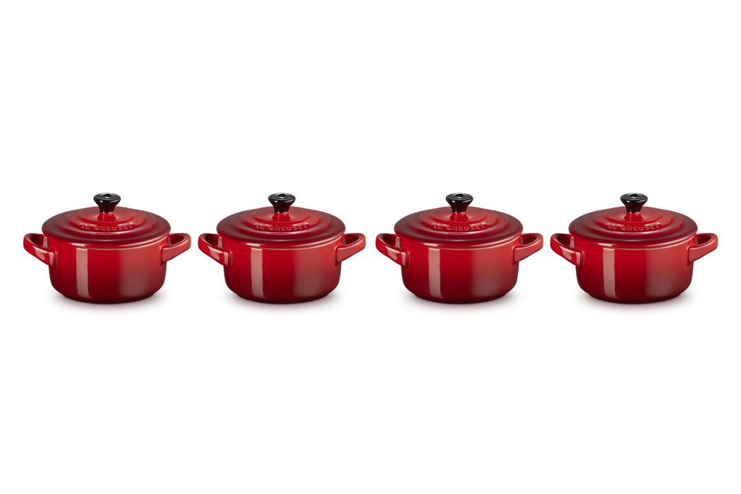 Le Creuset Mini Cocottes aus Steinzeug - 4er-Set - Kirschrot