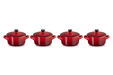 Le Creuset Mini Cocottes aus Steinzeug - 4er-Set - Kirschrot