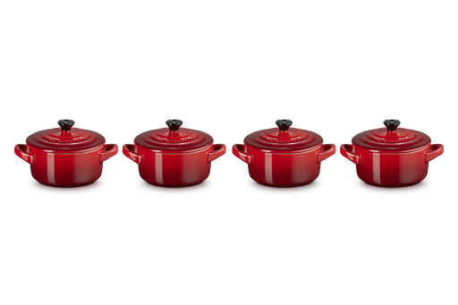 Le Creuset Mini Cocottes aus Steinzeug - 4er-Set - Kirschrot