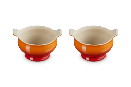 Le Creuset Suppenterrine aus Steinzeug - 2er-Set - Ofenrot