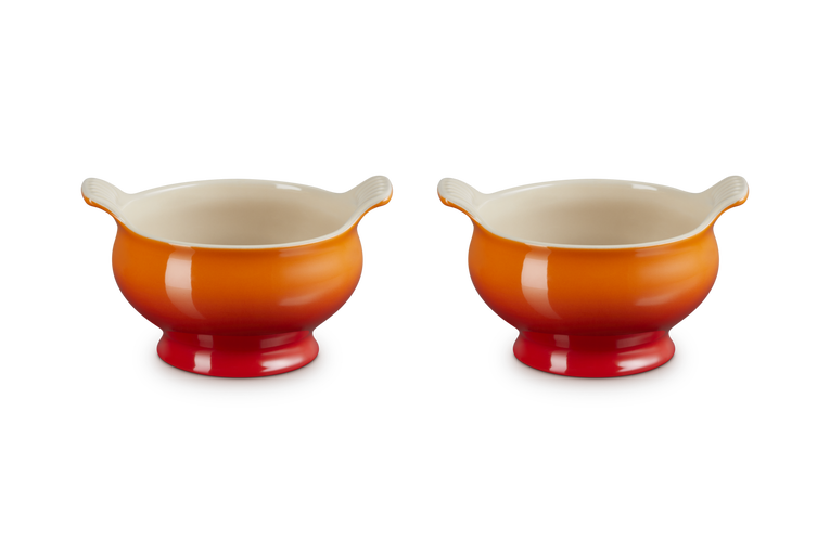 Le Creuset Suppenterrine aus Steinzeug - 2er-Set - Ofenrot