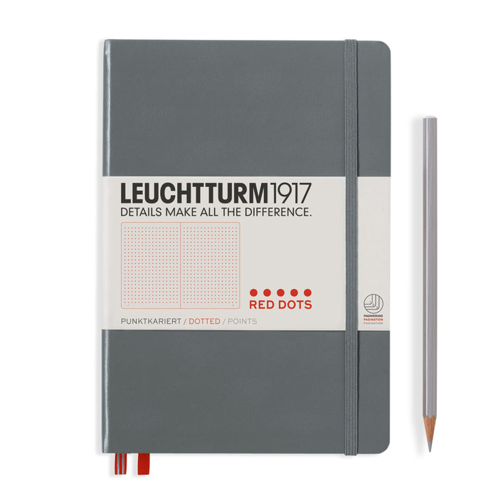 Notizbuch Medium (A5) - Anthazit - Hardcover - Red Dots