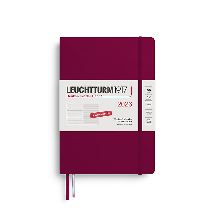 Leuchtturm Wochenkalender & Notizbuch - 2026 - Deutschsprachig - Port Red - Hardcover