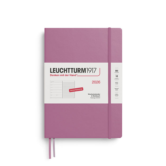 Leuchtturm Wochenkalender & Notizbuch - Composition B5 - 2026 - Dusty Rose - Deutsch - Hardcover