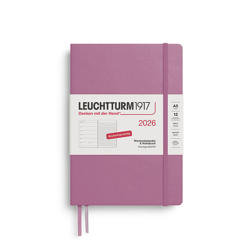 Leuchtturm Wochenkalender & Notizbuch A5 Medium - 2026 - Deutschsprachig - Dustyrose - Hardcover