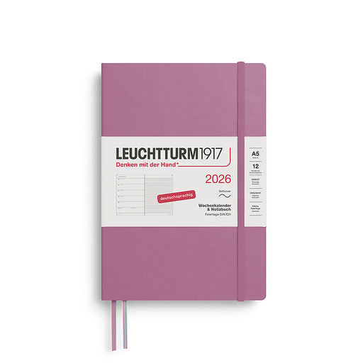 Leuchtturm Wochenkalender & Notizbuch A5 Medium - 2026 - Deutschsprachig - Dustyrose - Softcover