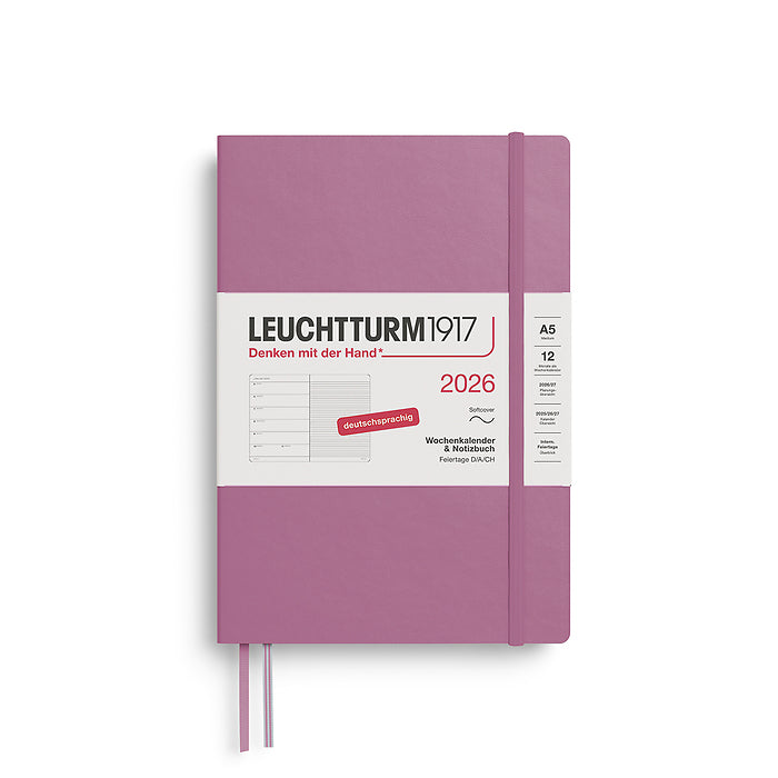 Leuchtturm Wochenkalender & Notizbuch A5 Medium - 2026 - Deutschsprachig - Dustyrose - Softcover