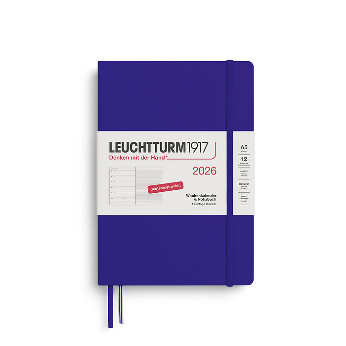 Leuchtturm Wochenkalender & Notizbuch A5 Medium - 2026 - Deutschsprachig - Ink - Hardcover