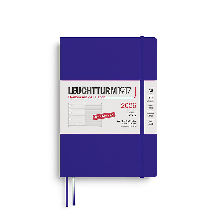 Leuchtturm Wochenkalender & Notizbuch A5 Medium - 2026 - Deutschsprachig - Ink - Softcover