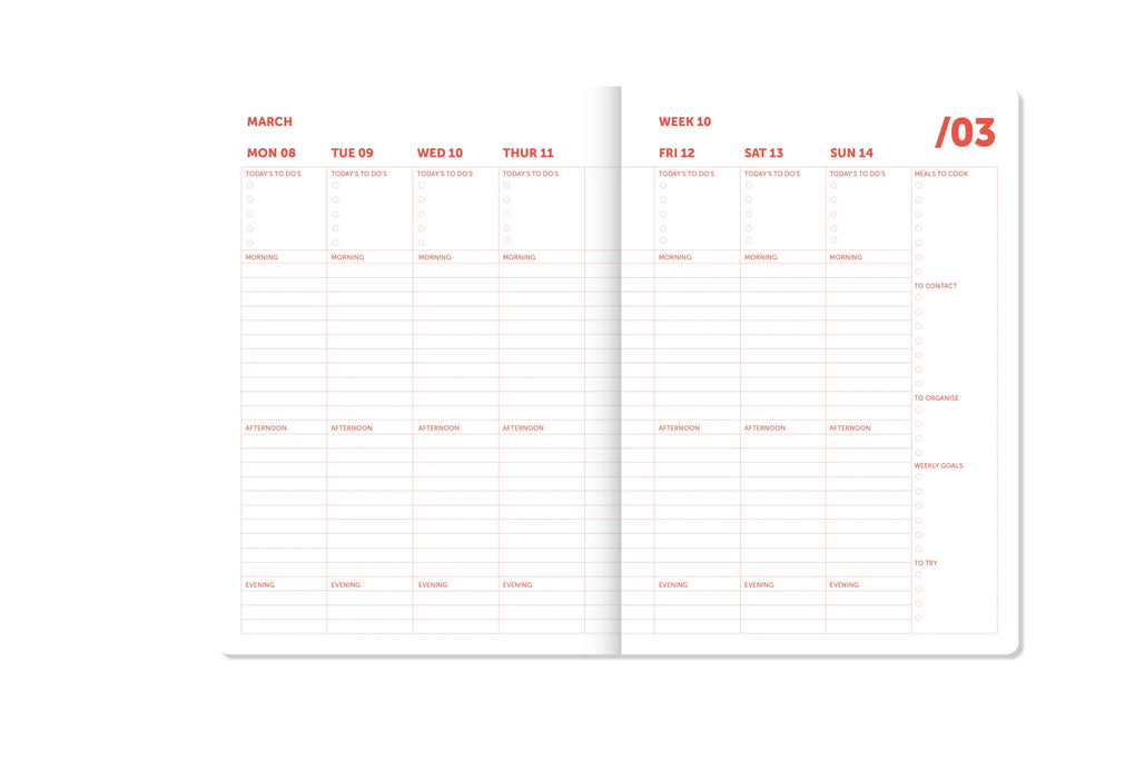 Diary Spiral Organiser 2027 - Checkered Pink Red