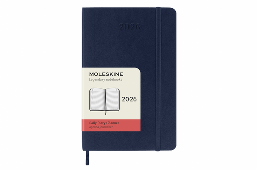 Moleskine Tageskalender 2026 - Daily Diary / Planner - Pocket - Saphir - Softcover