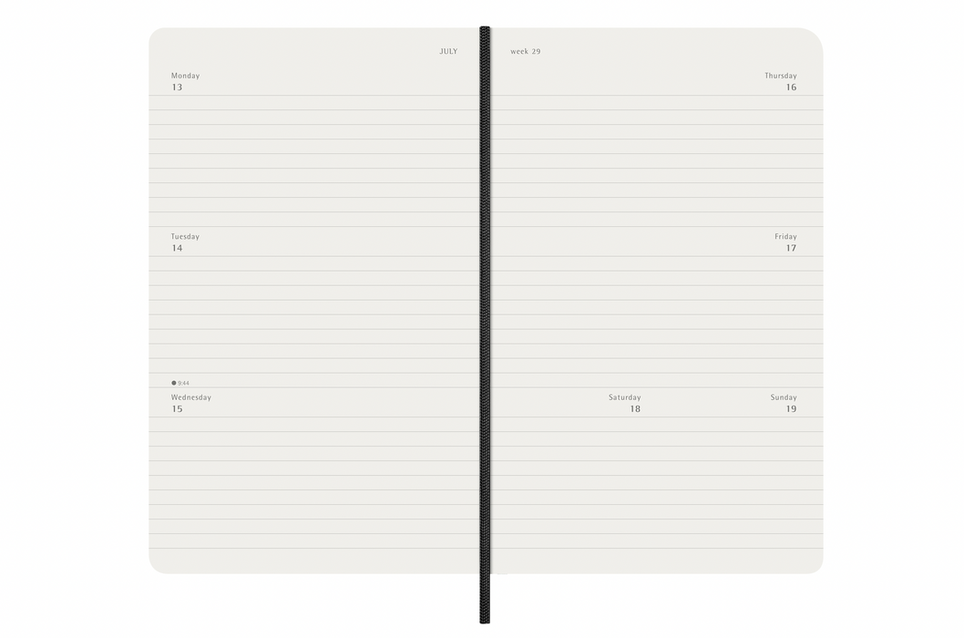 Moleskine Wochenkalender 2026 - Weekly Horizontal Diary / Planner - Large - Schwarz - Softcover