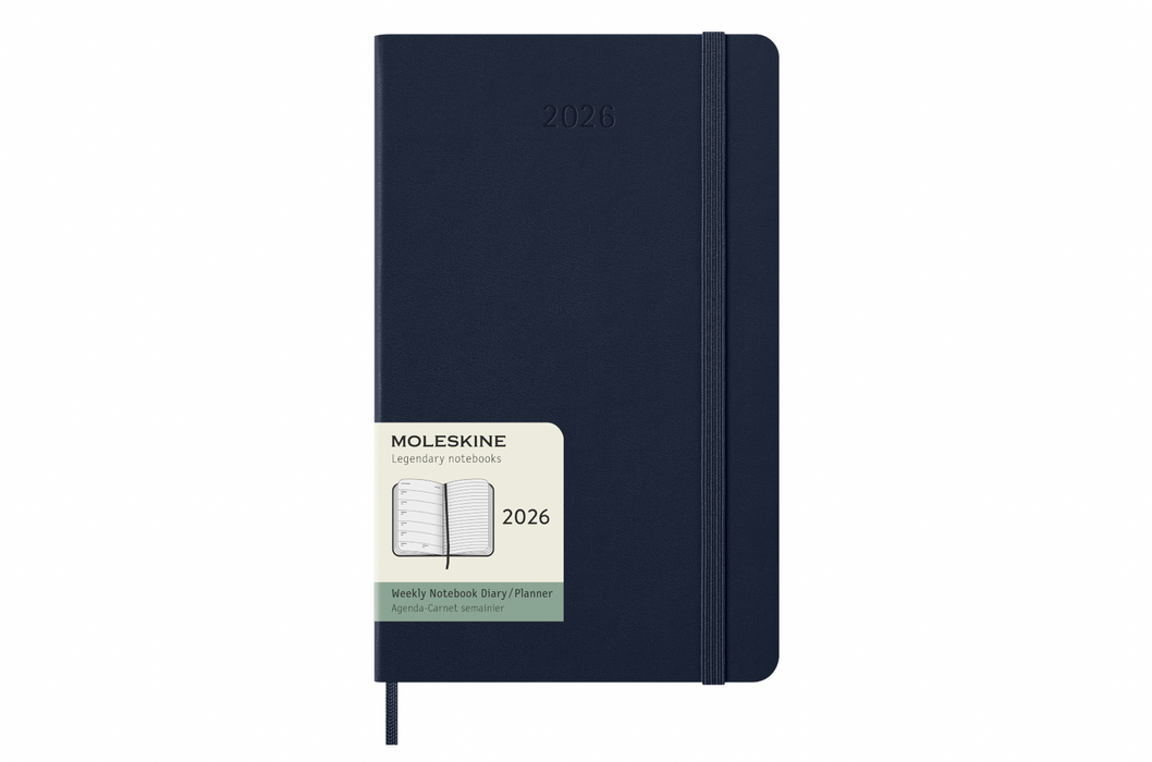 Moleskine Wochenkalender 2026 - Weekly Notebook Diary / Planner - Large - Saphir - Hardcover