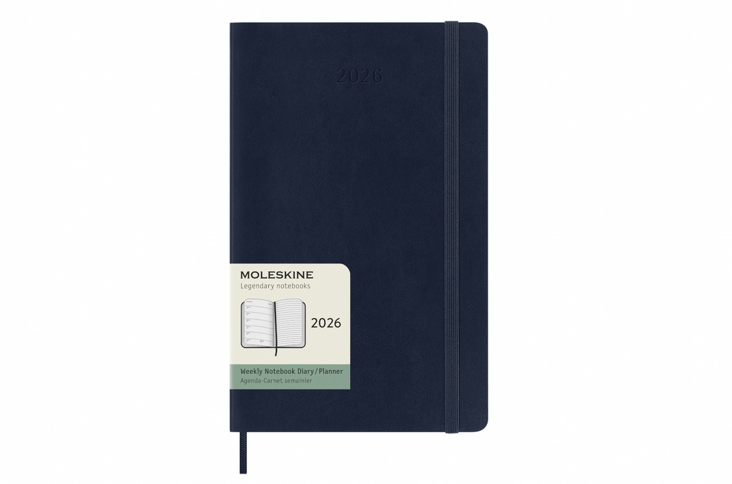 Moleskine Wochenkalender 2026 - Weekly Notebook Diary / Planner - Large - Saphir - Softcover