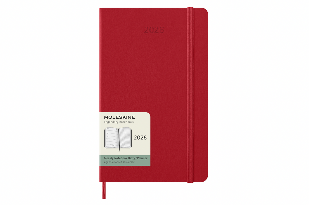 Moleskine Wochenkalender 2026 - Weekly Notebook Diary / Planner - Large - Scharlachrot - Hardcover