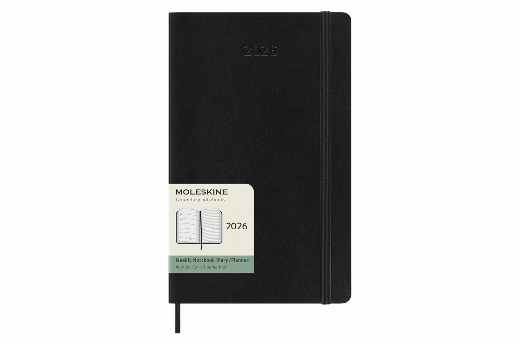 Moleskine Wochenkalender 2026 - Weekly Notebook Diary / Planner - Large - Schwarz - Softcover