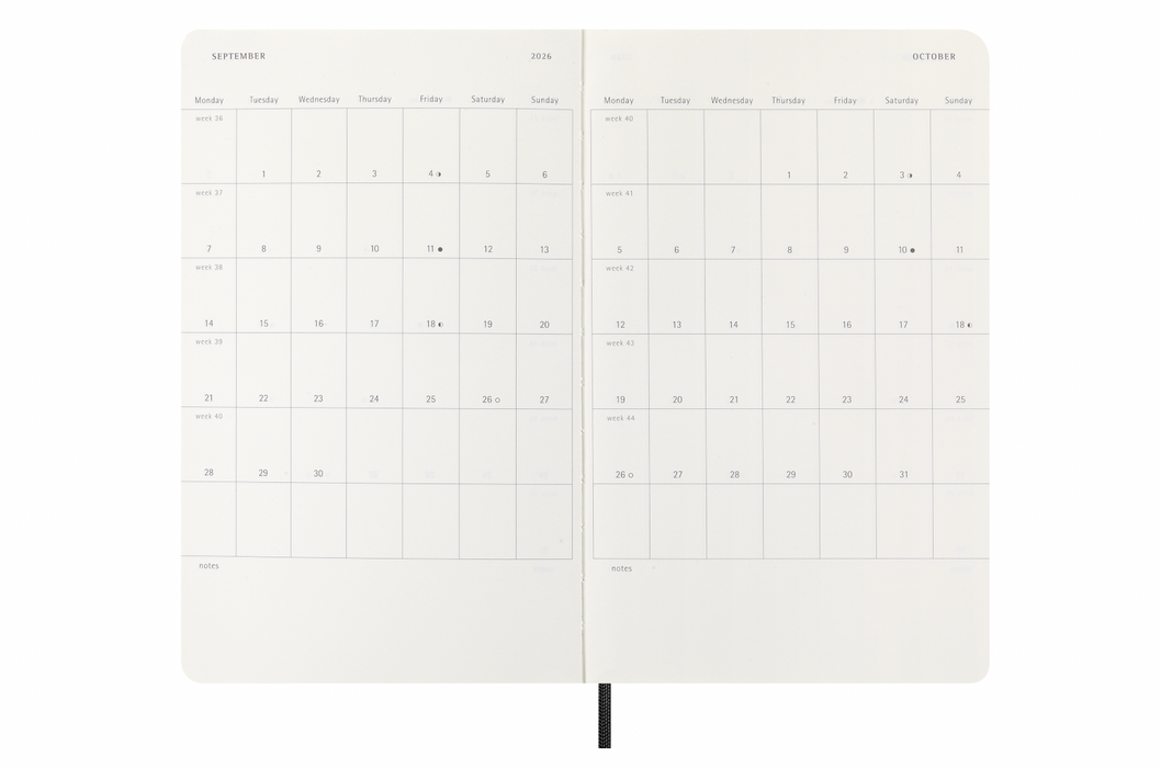Moleskine Wochenkalender 2026 - Weekly Notebook Diary / Planner - Large - Schwarz - Softcover