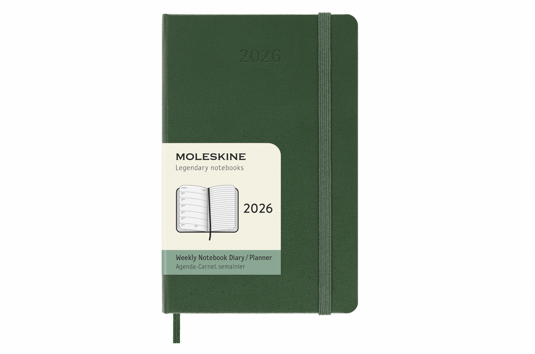 Moleskine Wochenkalender 2026 - Weekly Notebook Diary / Planner - Pocket - Myrtengrün - Hardcover