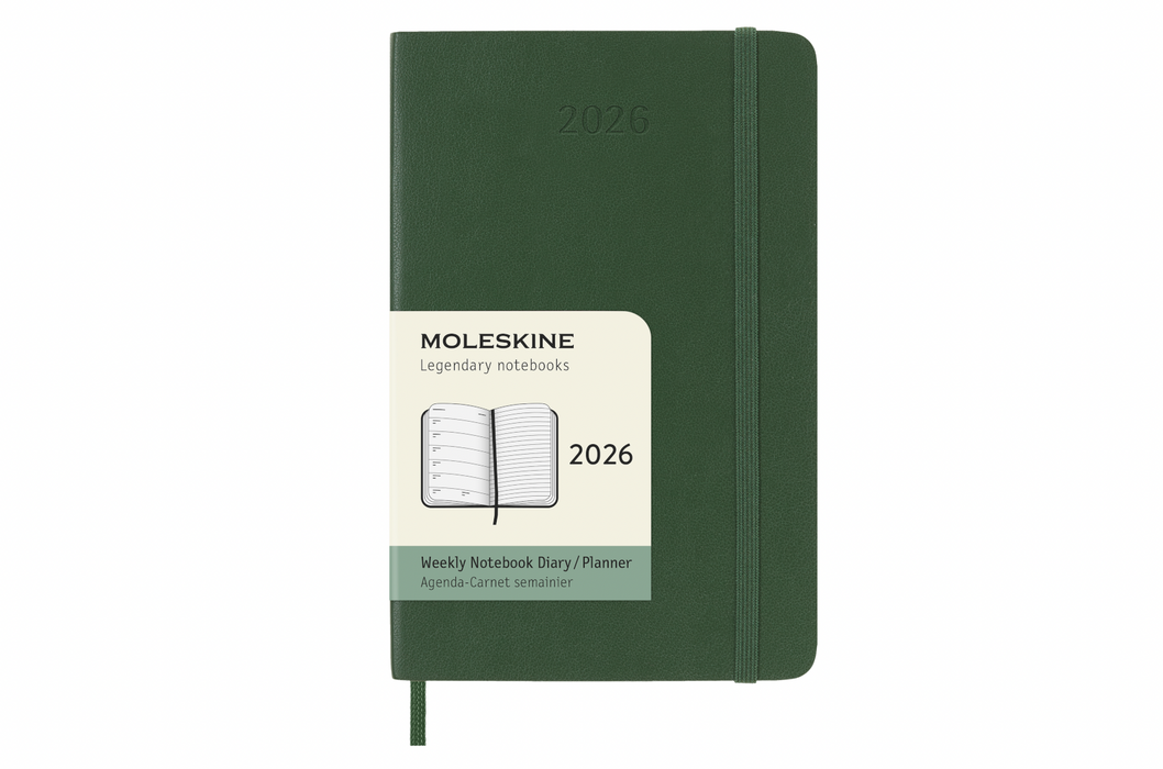 Moleskine Wochenkalender 2026 - Weekly Notebook Diary / Planner - Pocket - Myrtengrün - Softcover