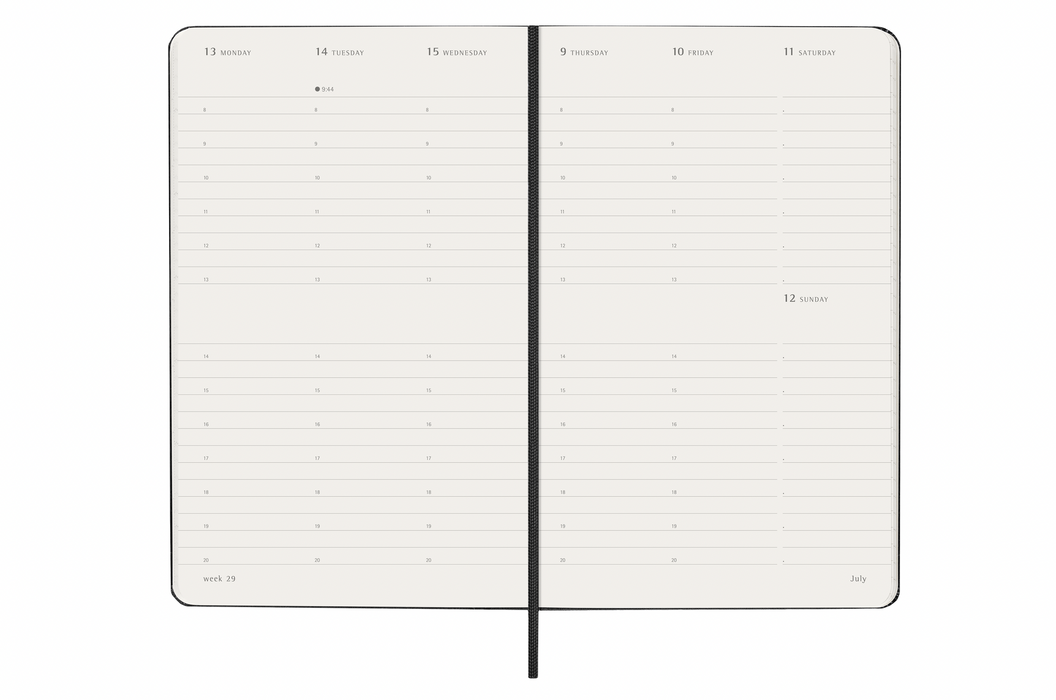 Moleskine Wochenkalender 2026 - Weekly Vertical Diary / Planner - Large - Schwarz - Hardcover