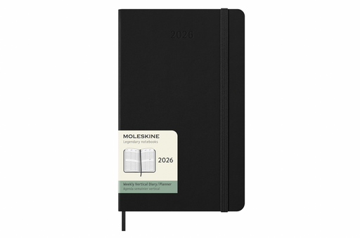 Moleskine Wochenkalender 2026 - Weekly Vertical Diary / Planner - Large - Schwarz - Hardcover