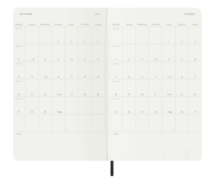 Moleskine Wochenkalender 2027 - Weekly Notebook Diary / Planner - Softcover - Large - Schwarz