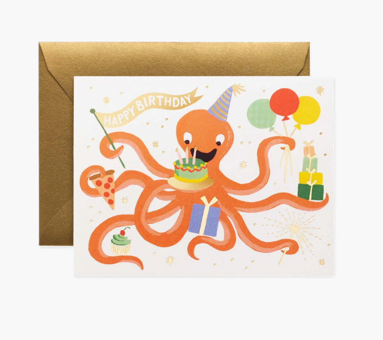 Grußkarte - Octopus Birthday