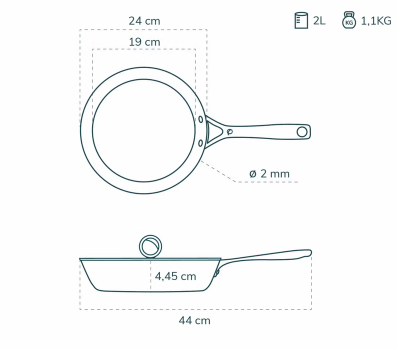 Olavson Kupferkernpfanne unbeschichtet - 24 cm