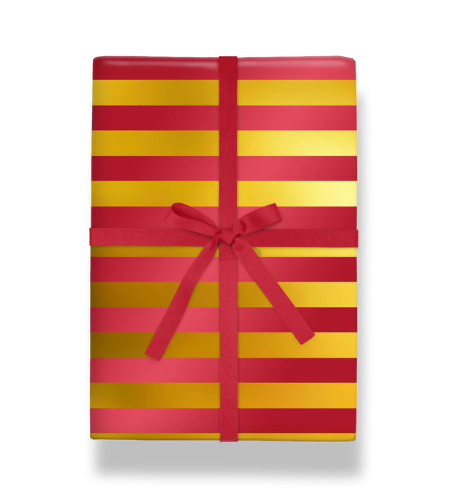 Geschenkpapier Weihnachten - Red & Gold Stripe