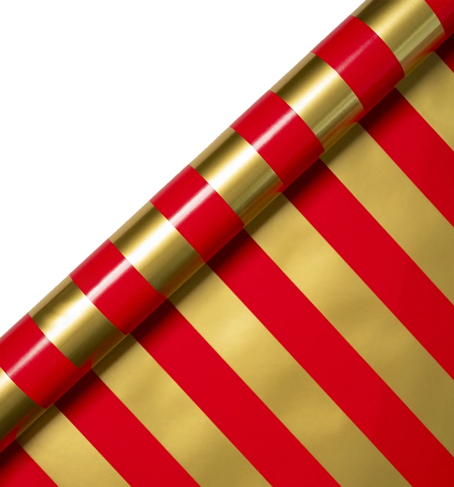Geschenkpapier Weihnachten - Red & Gold Stripe