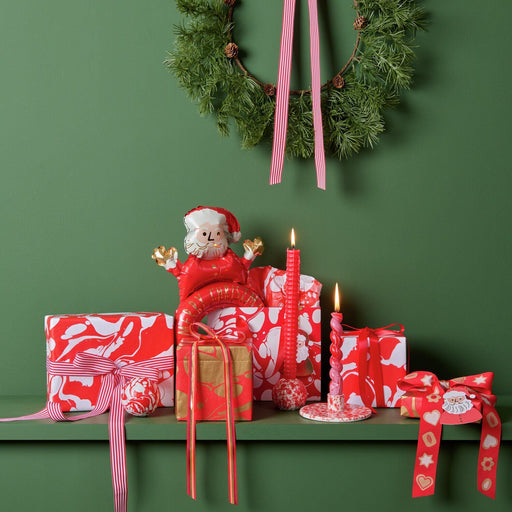 Rico Design Glaskugel klar - Rot/Weiß marmoriert