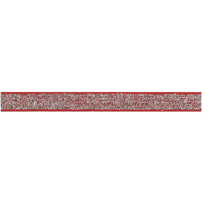 Rico Design Glitzerband - Rot/Silber