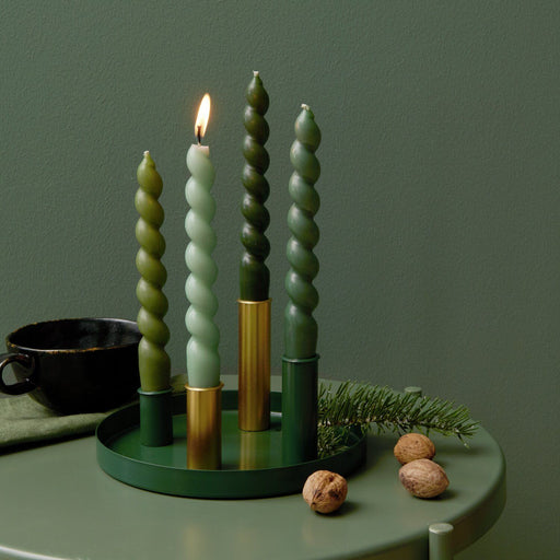Rico Design Metalltablett mit 4 magnetischen Kerzenhaltern - Grün/Gold