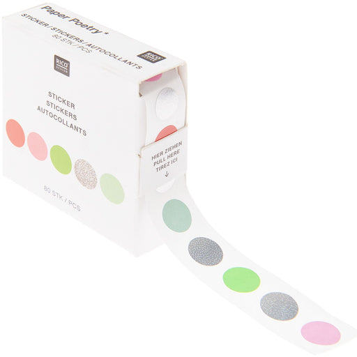 Rico Design Mini-Sticker - Kreise - Neon/Silber