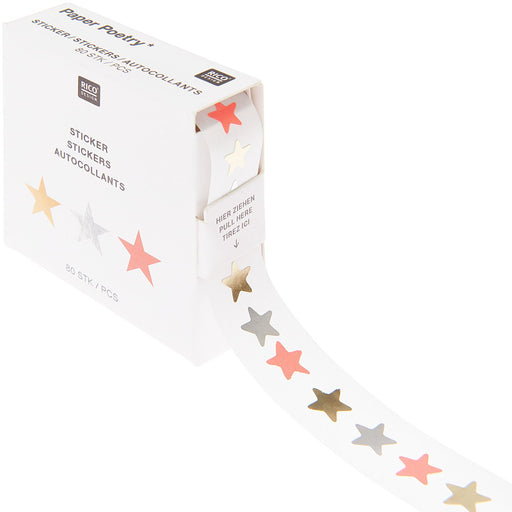 Rico Design Mini-Sticker - Sterne - Neon/Silber/Gold
