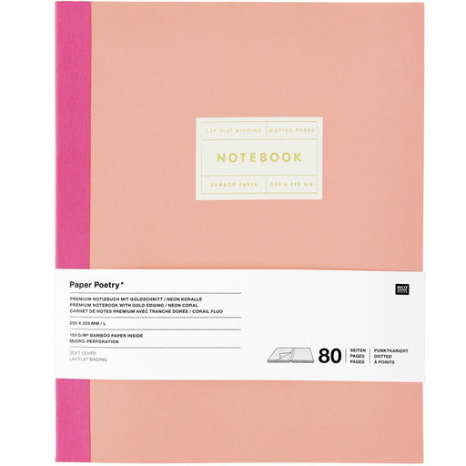 Rico Design Notizbuch L - Koralle mit Goldrand
