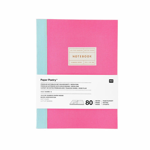 Rico Design Notizbuch S - Neonpink mit Goldrand