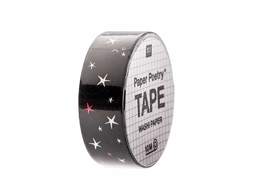 Rico Design Paper Poetry Tape - Sterne - Schwarz