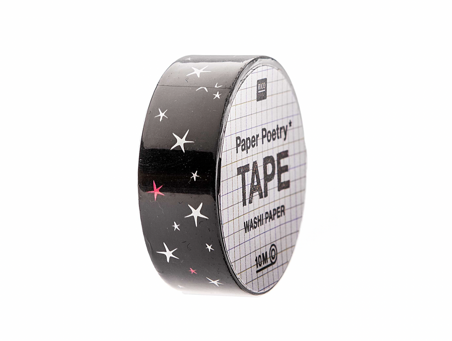 Rico Design Paper Poetry Tape - Sterne - Schwarz