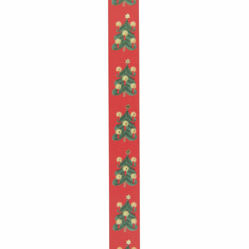 Rico Design Paper Poetry Tape - Weihnachtsbäume Rot - 1,5 cm