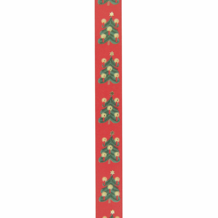 Rico Design Paper Poetry Tape - Weihnachtsbäume Rot - 1,5 cm