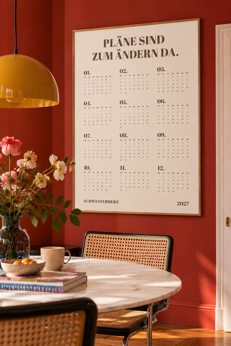 Wandkalender 2027 - "Pläne sind zum ändern da"