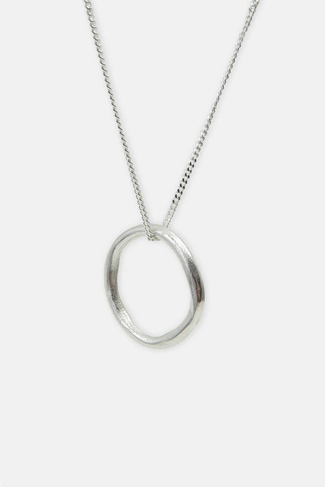 Clay Ring Halskette - Silber - 70 cm