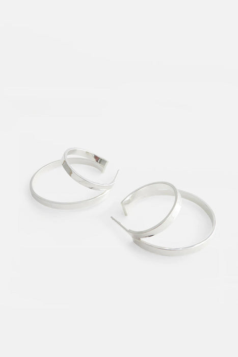 Small And Large Hoop Shine Ohrringe - Silber