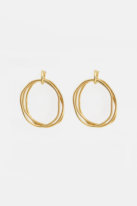 Triple Oval Shape From Wire Ohrringe - Gold