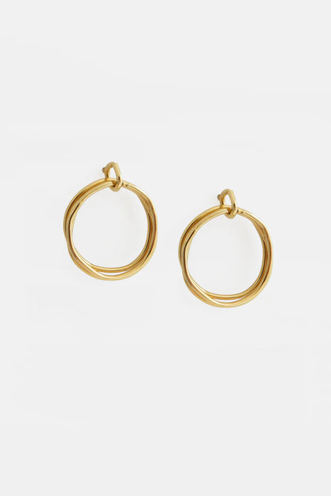 Triple Round Shape From Wire Ohrringe - Gold